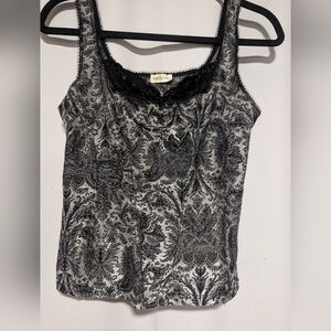Arianne Black and Gray Lace Trim Top